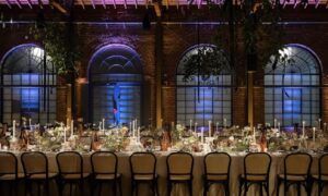 Serra on Vine indoor-outdoor wedding venue with greenery, courtyard space, windows